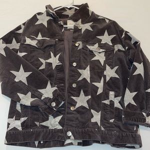 Grey and white starred denim jacket